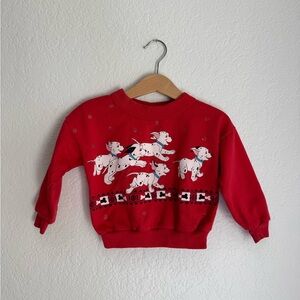 VINTAGE 2T Red 101 Dalmatian Print Sweatshirt